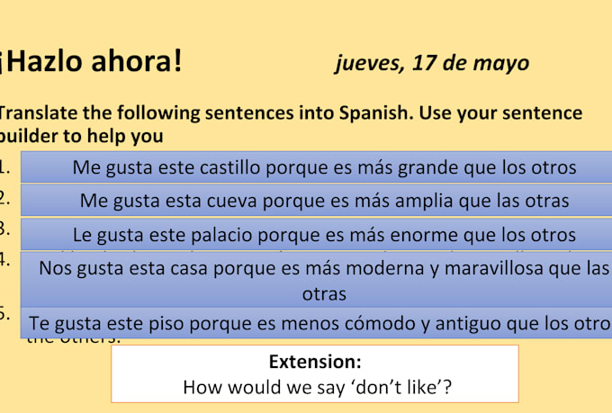 create lessons for spanish or french lessons